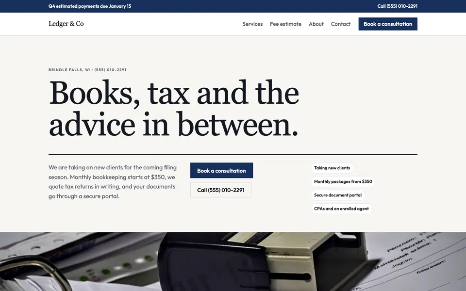 Accountants & CPAs website in the Editorial design