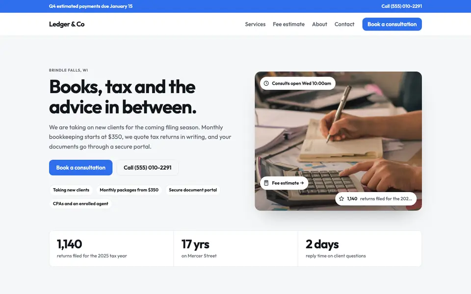 Accountants & CPAs website in the Modern design
