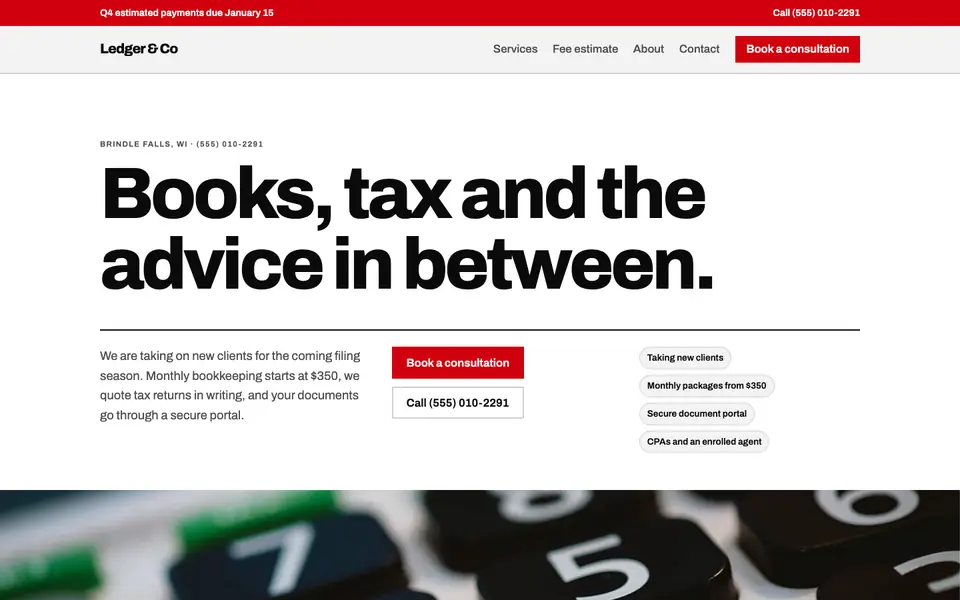 Accountants & CPAs website in the Swiss Grid design