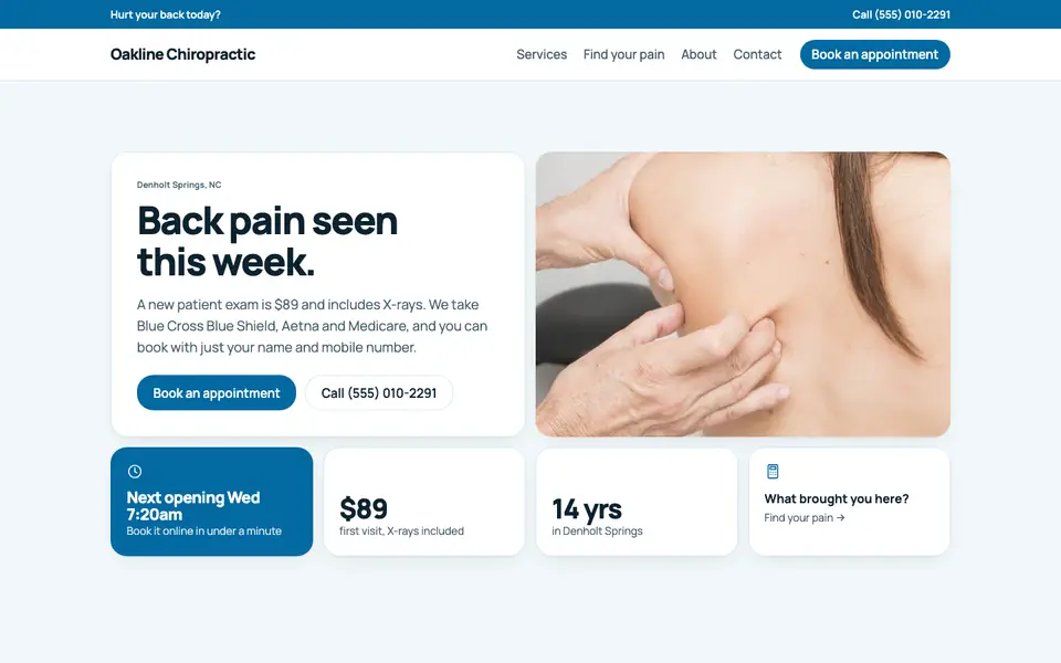 Chiropractors website in the Bento design