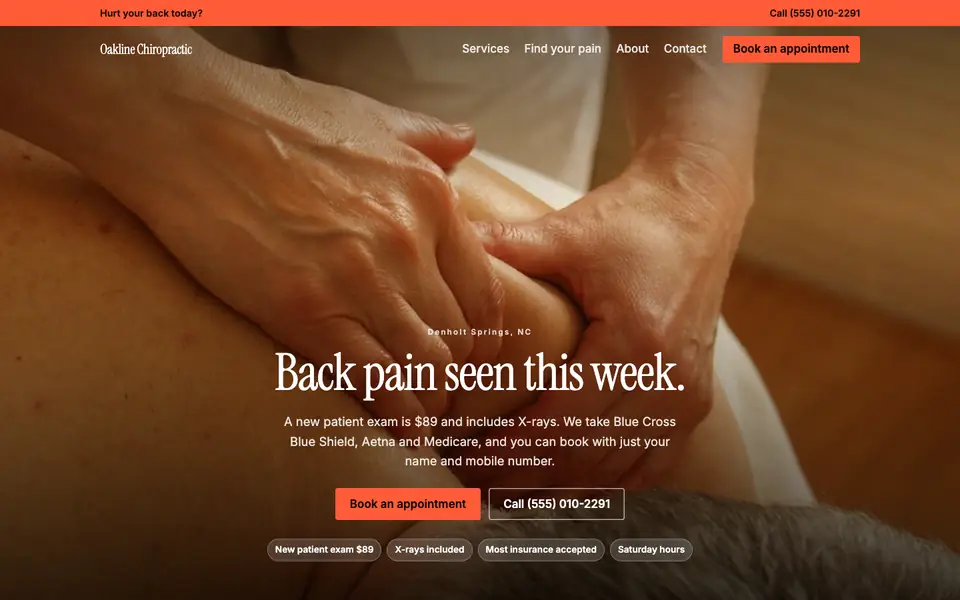 Chiropractors website in the Cinematic design