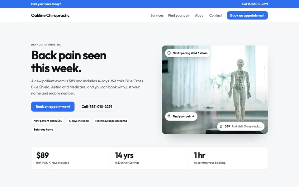 Chiropractors website in the Modern design