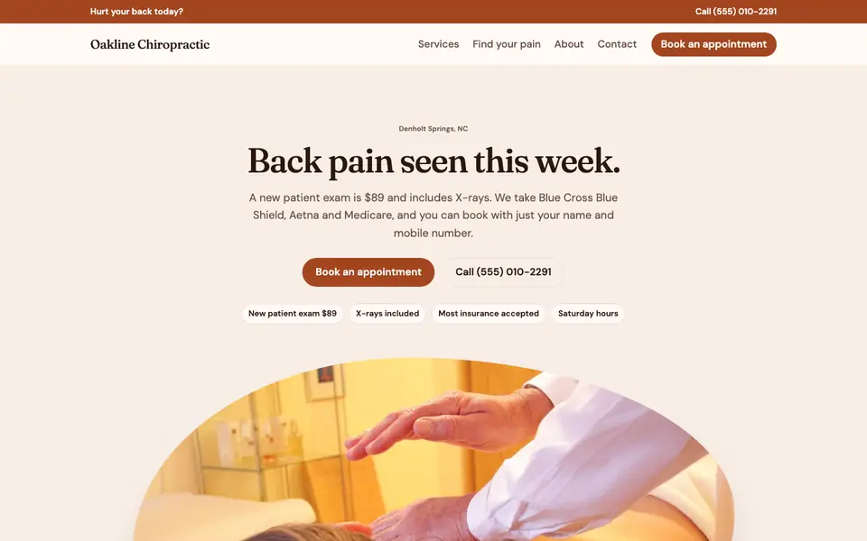 Chiropractors website in the Organic design