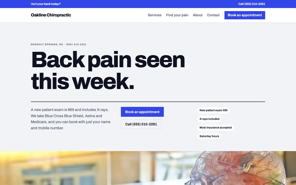 Chiropractors website in the Swiss Grid design