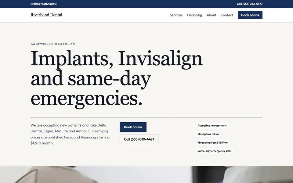 Dentists website in the Editorial design