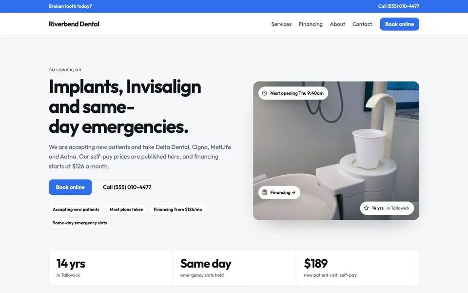 Dentists website in the Modern design