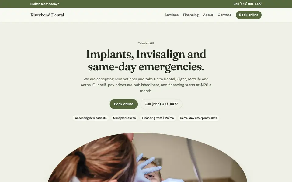 Dentists website in the Organic design