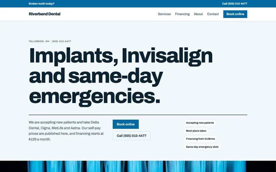 Dentists website in the Swiss Grid design