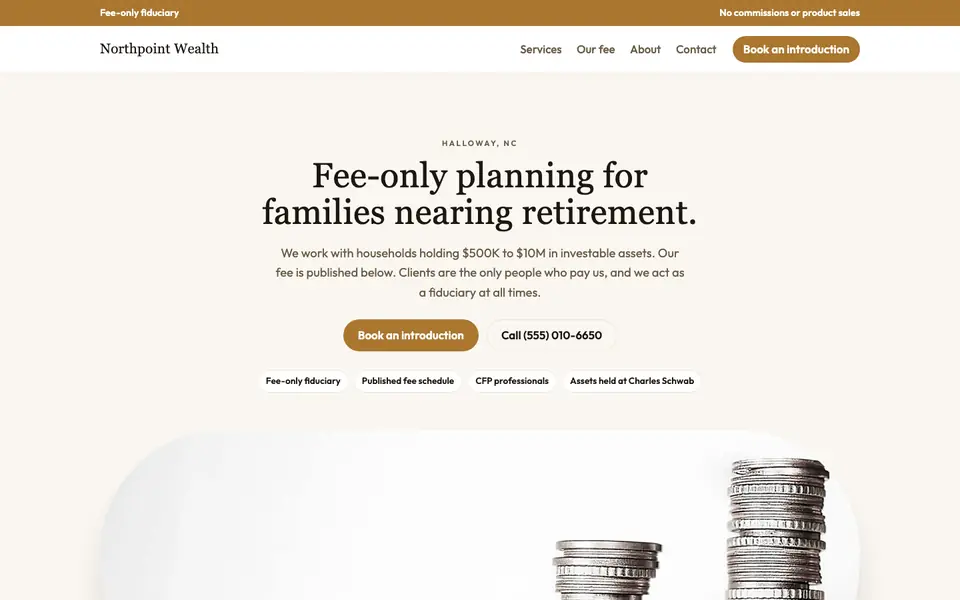 Financial Advisors website in the Boutique design