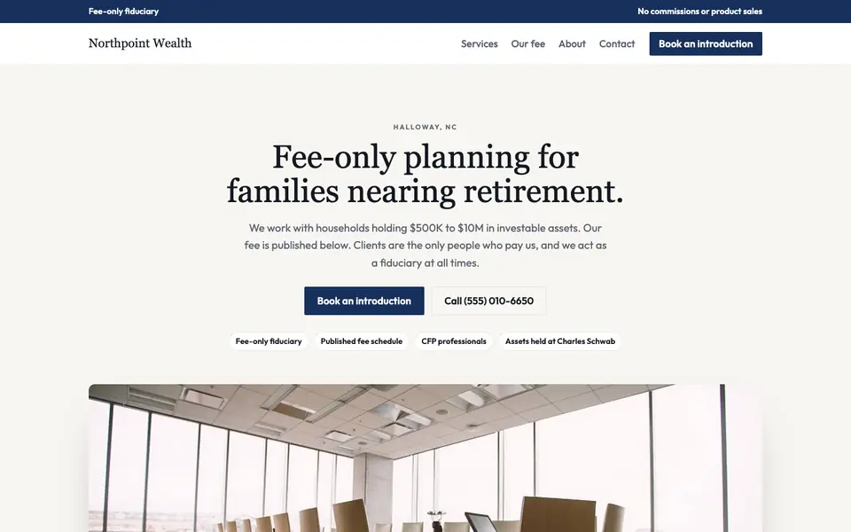 Financial Advisors website in the Classic design