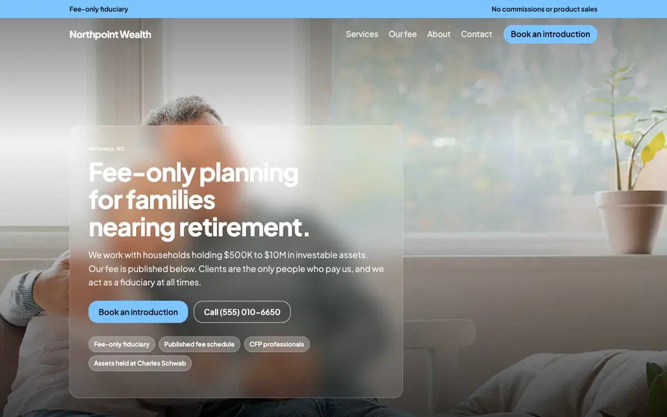 Financial Advisors website in the Frosted Glass design