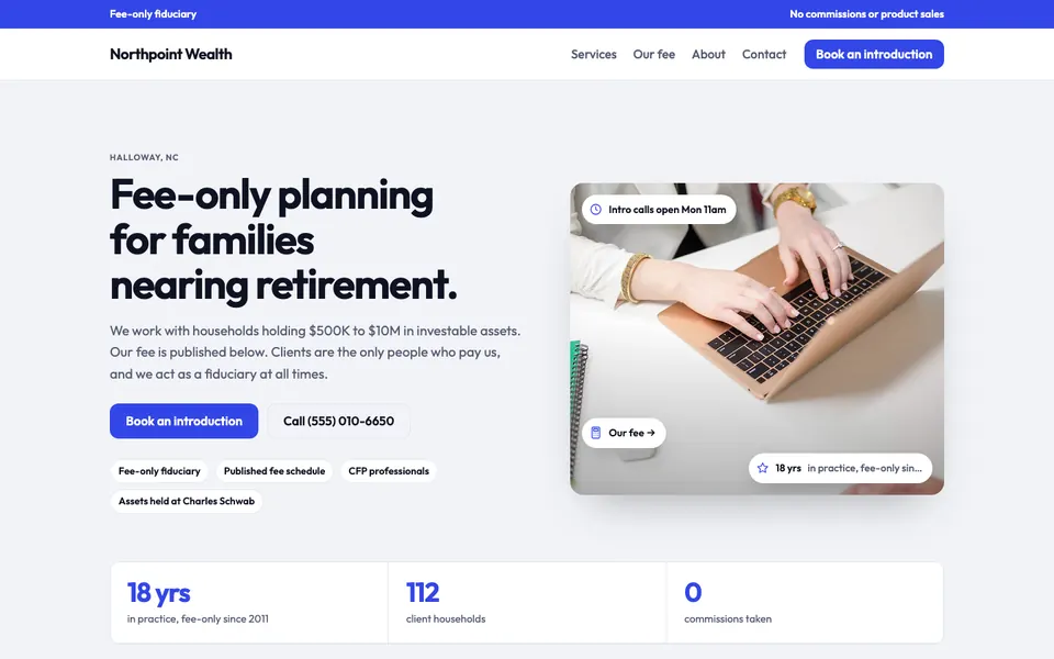 Financial Advisors website in the Modern design