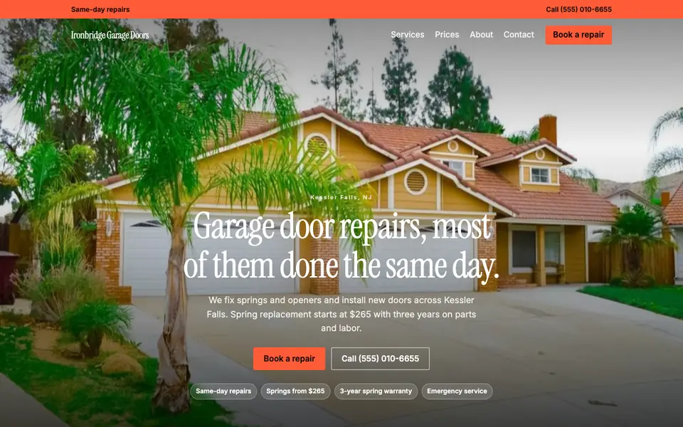 Garage Door Companies website in the Cinematic design