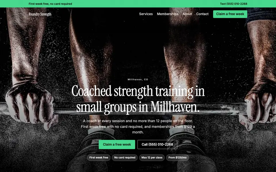 Gyms & Fitness Studios website in the Cinematic design
