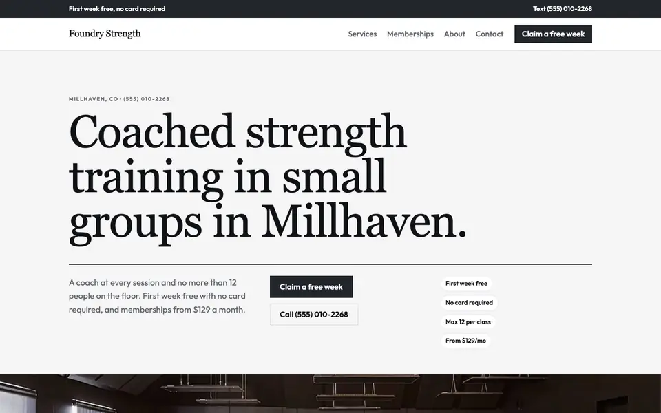 Gyms & Fitness Studios website in the Editorial design