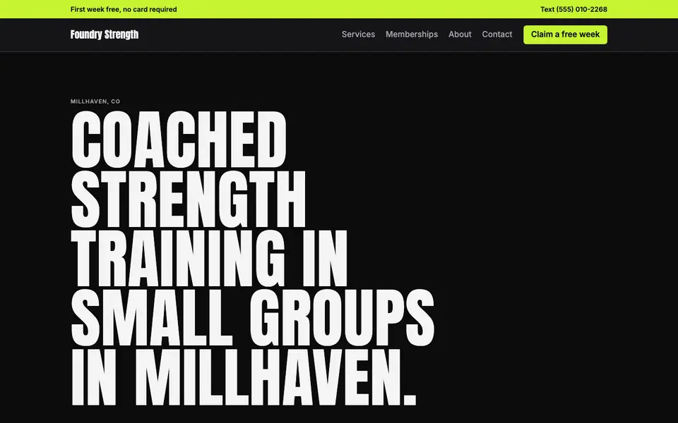 Gyms & Fitness Studios website in the Kinetic Type design