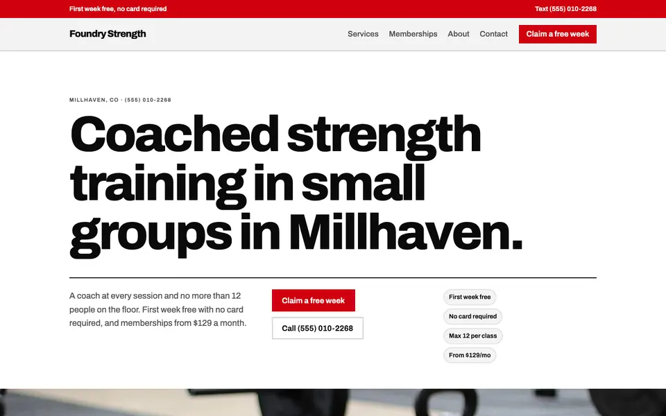 Gyms & Fitness Studios website in the Swiss Grid design