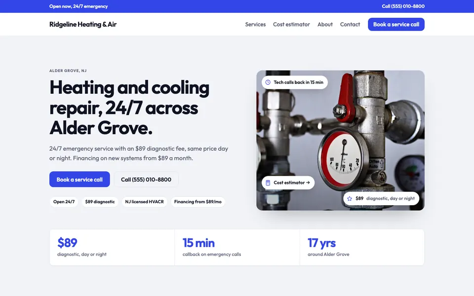 HVAC Companies website in the Modern design