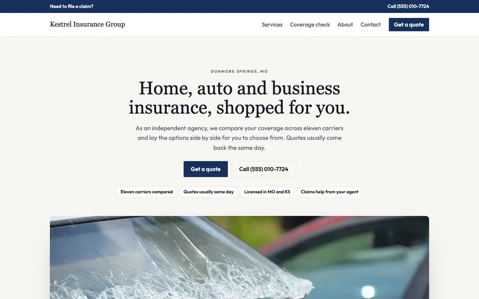 Insurance Agencies website in the Classic design