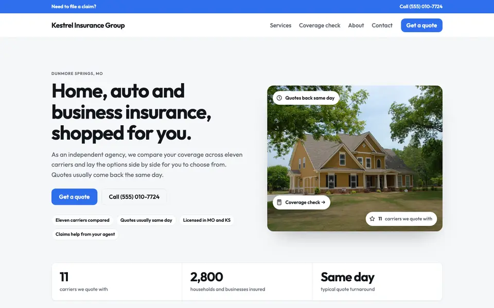 Insurance Agencies website in the Modern design
