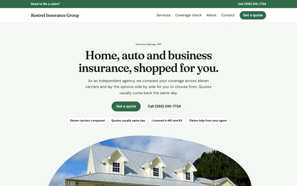 Insurance Agencies website in the Organic design