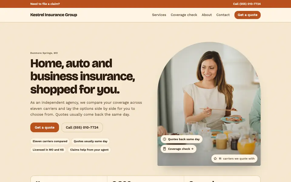 Insurance Agencies website in the Retro Warm design