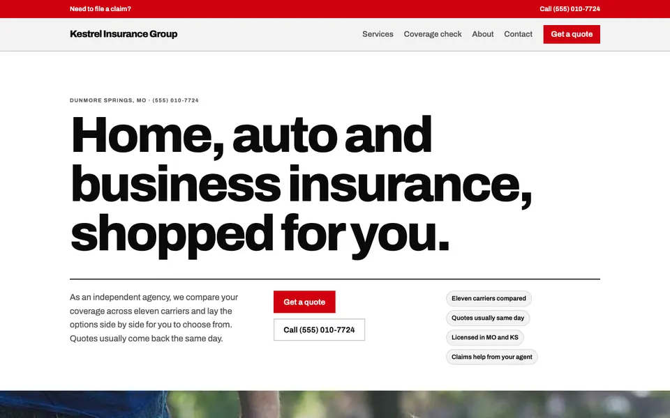 Insurance Agencies website in the Swiss Grid design