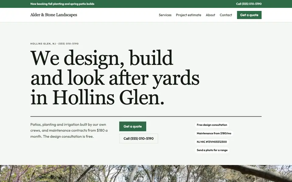 Landscaping & Lawn Care website in the Editorial design