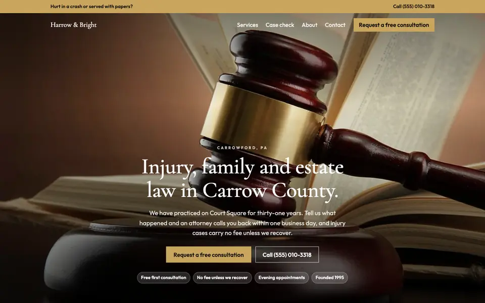 Law Firms website in the Dark Luxe design