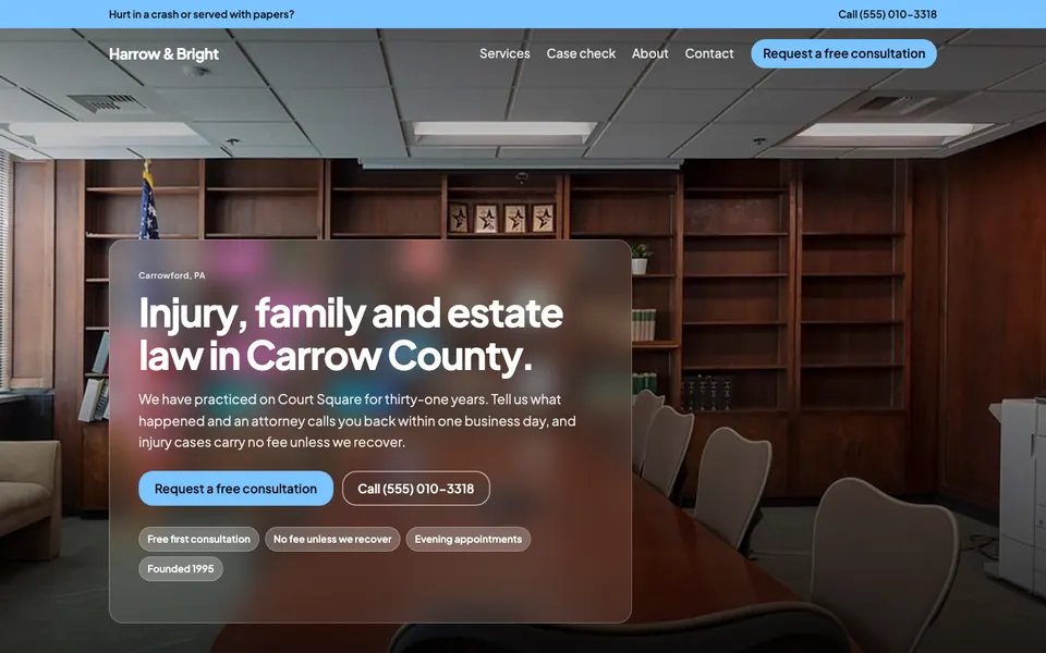 Law Firms website in the Frosted Glass design