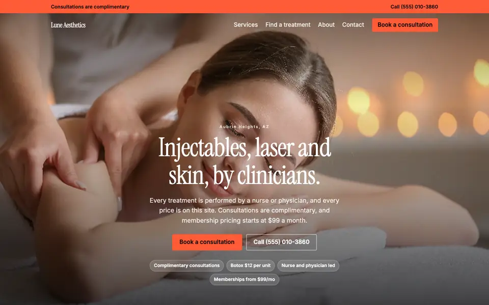 Med Spas website in the Cinematic design
