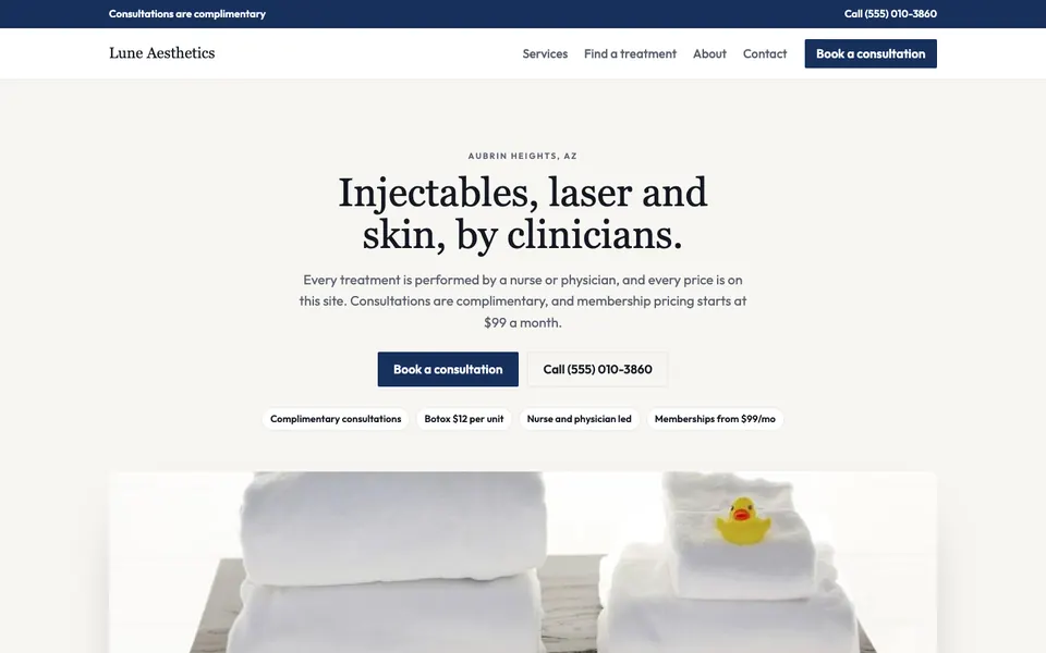 Med Spas website in the Classic design