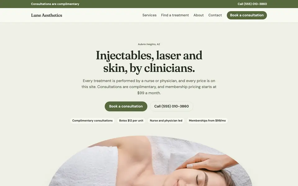Med Spas website in the Organic design