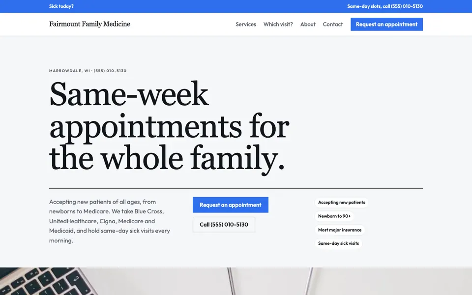 Medical Practices website in the Editorial design