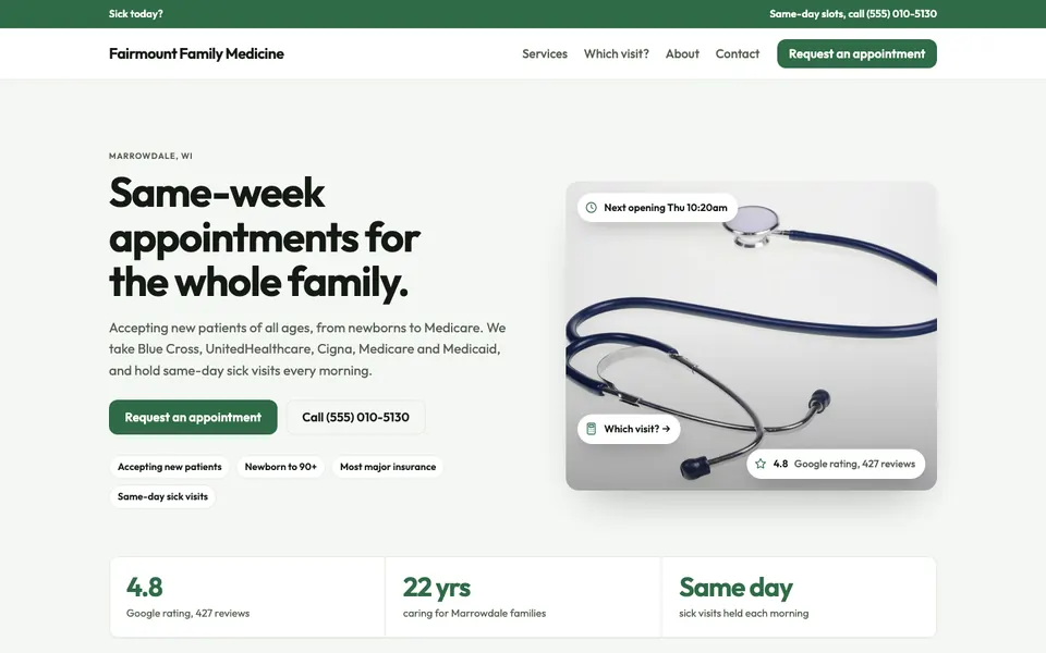 Medical Practices website in the Modern design