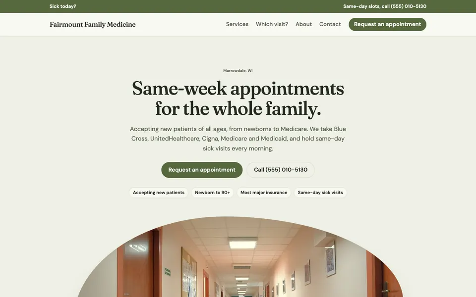 Medical Practices website in the Organic design