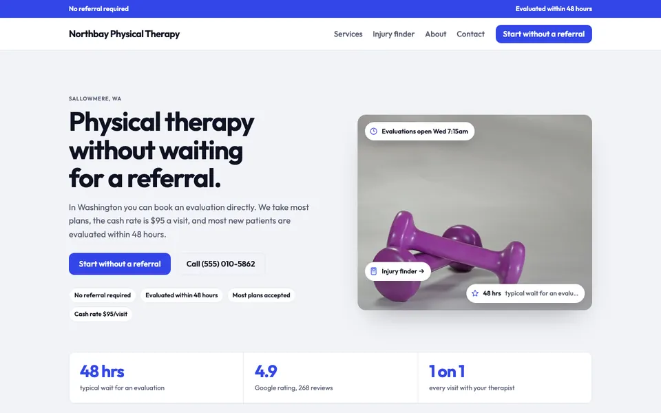 Physical Therapy website in the Modern design