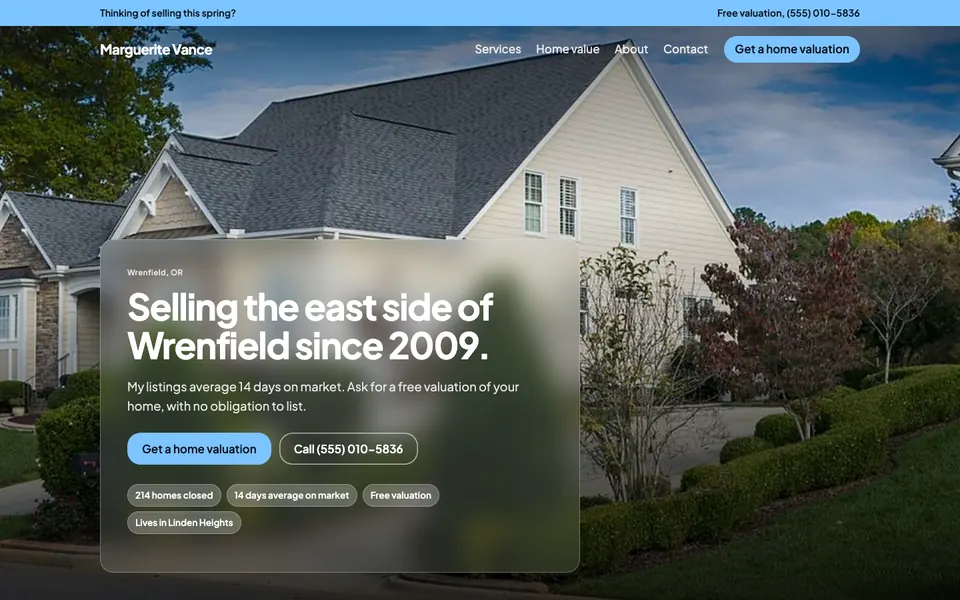 Real Estate Agents website in the Frosted Glass design