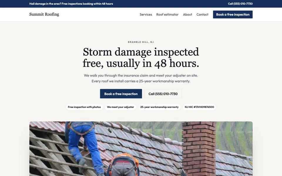 Roofing Companies website in the Classic design