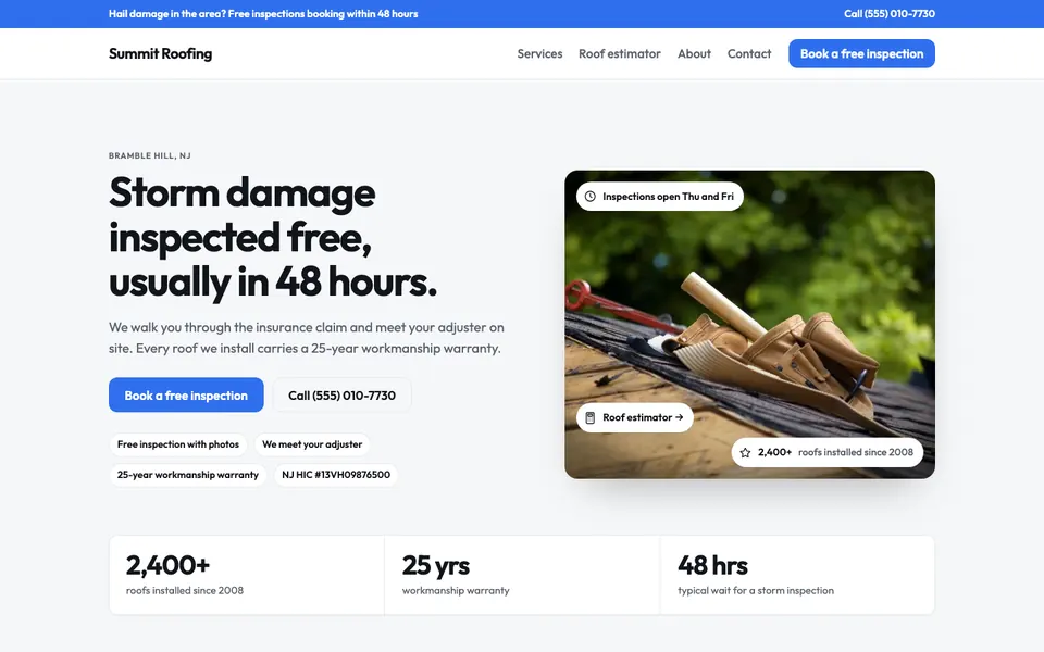 Roofing Companies website in the Modern design