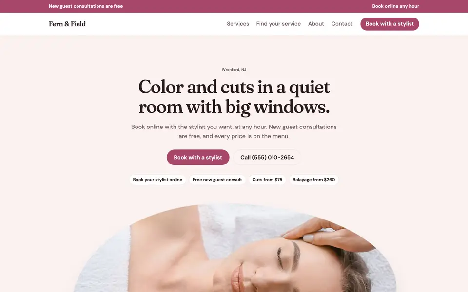 Salons & Spas website in the Organic design