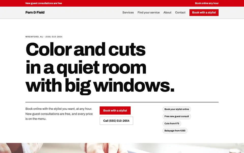 Salons & Spas website in the Swiss Grid design