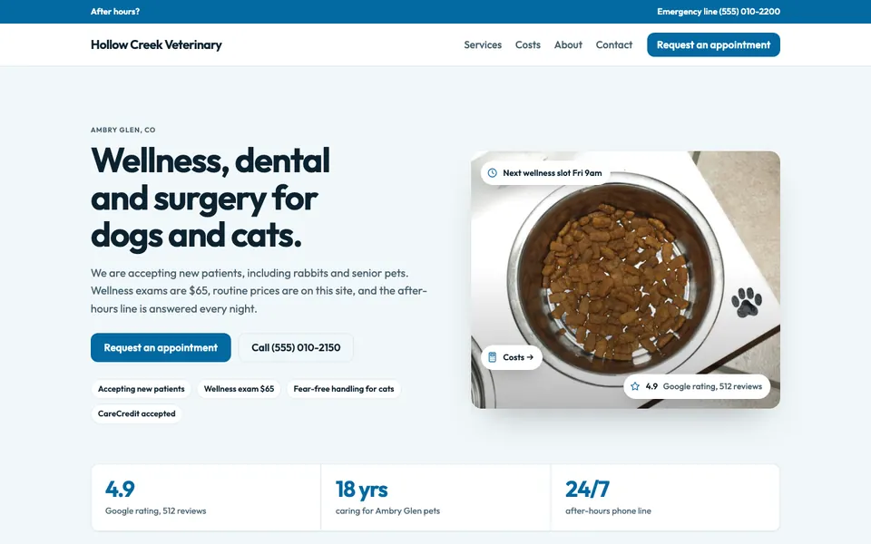 Veterinarians website in the Modern design